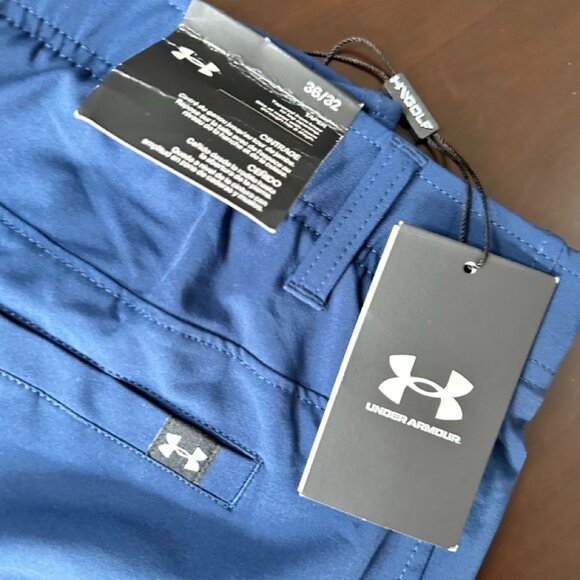 Men's New Under Armour Stretch Flat Front Golf Pant Blue - 36 - Picture 3 of 4